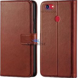 Leather Vintage Shock Proof Flip Case Back Cover for Oppo-F5 Sport (Flexible | Leather Finish | Card Pockets Wallet & Stand |Brown)-image-46