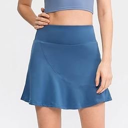 Decdeal 2 in 1 Women Sport Skirt with Shorts Pockets Quick Dry Ruffled High Waist Athletic Skorts for Golf Tennis Workout-image-99