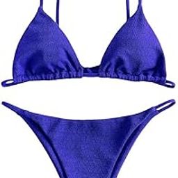 zaful Womens Ruched Bandeau Bikini Set High Cut Swimwear Lace up Padded Swimsuits 2 Pieces Bathing Suit-picture-48