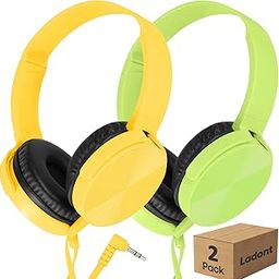 Ladont 2 Pack Kids Headphones for School Classroom K-12, Swivel Foldable, HD Stereo, 3.5mm Jack Wired Headphones for Kids Children Student (Green+Yellow)-image-30