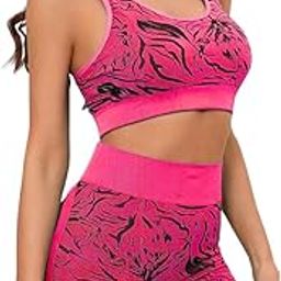 Neska Moda Combo Pack of Sports Bra & Shorts Gym Wear Set for Women, Workout Set Combo, Wire Free Padded Sports Bra with High Waist Shorts for Great Comfort, Athleisure Yoga Wear (Pink) Size-L-GW07-picture-49