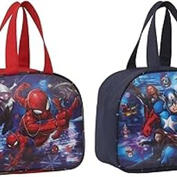 STRONG LIFE Polyester Tiffin Picnic Work School Office Lunch Bag for Kids with Water Bottle Holder Pack of 2 (Red+Blue)-image-12