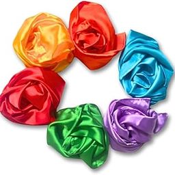 Lattooland Sensory Play Silk | 6 Pack Colorful Soft Silks for Montessori Play | Music Scarve Dance Scarf | Sensory Development Toy | Mess Free Play | Juggling Silk Trick Scarves (6 Colors, 20"X20")-image-121