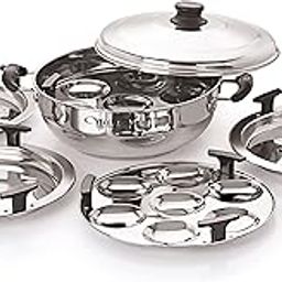 Neelam Stainless Steel Multi Kadai Big Induction Base 3500 ml, Silver | Versatile Cooking Set Including 1 Multi Kadai, 2 Dhokla Plates, 1 Patra Plate, 2 Idli Dishes, 1 Lid | Perfect for Daily Use.-image-14