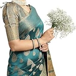 Women's Jacquard Cotton Silk Saree with Unstitched Blouse Piece-image-77