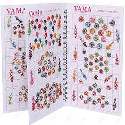 VAMA Multicolor Mix Size Mix Designer Assorted Velvet Self-Adhesive Paper Cutting Golden Diamond Stone Round Long Sparkle Kumkum Bindi Book For Women, 17 Cm X 10 cms-0