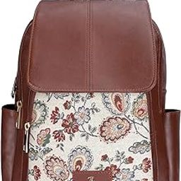 Medium Size Minerva Faux Leather & Tapestry Women's Standard Backpack College School Bag Casual Travel Standard Backpack For Ladies Girls 10 Ltr-12