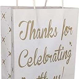 Arrow Paper Products Thank You Printed Paper Gift Bags For Return Gifts | Weddings | Birthday | Holiday Gifting & Presents (Size 17.78 X 7.62 X 22.86 Cm | Pack Of 10), White-image-11