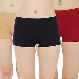 Pack of 3 Spandex Soft Cotton Stretchable Lycra Multicolor Boy Short Panties - Pack of 3, Free One Pair Transparent Bra Strap-image-104