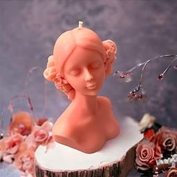 PICKKART Flower Girl Scented Candle for Home Decorations, Soy Wax Scented Candle - Peach Color-image-4
