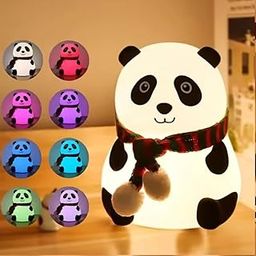 PLUSPOINT Panda Cute Desk Lamp for Kids, Rechargeable Small Desk Lamps with Adjustable Neck,Desk Night Lights, Kawaii Accessories, Kawaii Room Decor for Boys Girls Gifts-23