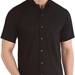 Short Sleeve Spread Collar Shirt, Casual Cotton Shirt-22