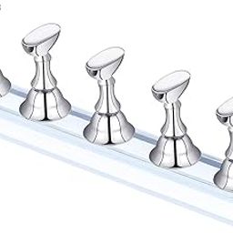 Acrylic Nail Display Stand Nail Practice Holder Magnetic Nail Practice Stand Fingernail DIY Nail Stand for False Nail Manicure Tool Salon Use (silver)-image-80