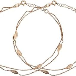 925 Sterling Silver Modest Leaf Rose Gold Plating Chain Anklet (Pair) | Gift for Women & Girls | With Certificate of Authenticity & 925 Stamp | Women's Day|Mother's Day-image-7