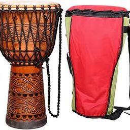 StarJam Deep Carved Mahogany Wood Djembe Drum Multicolour Bag – 14 Inches Diameter X 23.5 Inches Height Musical Instrument – Natural Finish-image-41