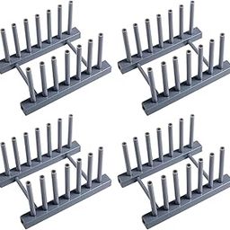 Desk Organizer Rack Gray for Sorting Mail, Magazine Book, 4Pcs Cell Phone and Tablet Stand Holder for Charging, Removable 6 Slot Mould-Proof for Kitchen Utensils Like Bakeware, Plate, Serving Tray-80