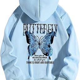 Graphic Drop Shoulder Drawstring Hoodie Butterfly Never Give Up NO Matter When Do What You Think is Right and Enjoyable-image-55