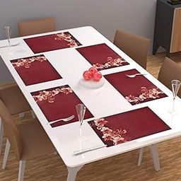 FACTCORE PVC Printed Table Placemat for Dinning Table & Kitchen (11.5 X 17.5 Inches (Set of 6)(Brown Printed)-11