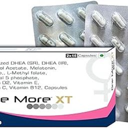 One More XT Sustained Release DHEA 75mg | Dehydroepiandrosterone 75mg (25mg IR+50mg SR) | Ubiquinol Acetate (Coenzyme Q10), Melatonin, L methyl folate, Vitamin E, C, D2, B12, B6, Piperine for men & women -30 Capsules-image-67