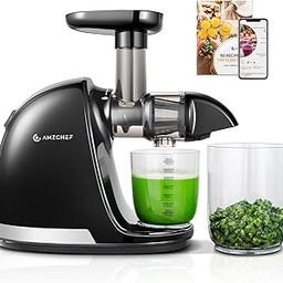 AMZCHEF Slow Cold Press Masticating Juicer Machine With Reverse Function, High Juice Yield, Easy Clean With Brush, Recipes For High Nutrient Fruits And Vegetables (Black, 150 Watts)-16