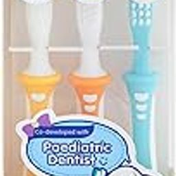 Pigeon Baby Training Toothbrush Lesson 1,Lesson 2, Lesson 3, Lesson 1 For 6- 8 Month Babies/0-4 Month Milk Teeth Babies,Lesson 2 for 8-12 Month Babies/4-8 Month Milk Teeth Babies,Lesson 3 For 12-18 Month Babies/8-20 Milk Teeth Baby,Yellow,Orange & Blue-picture-3