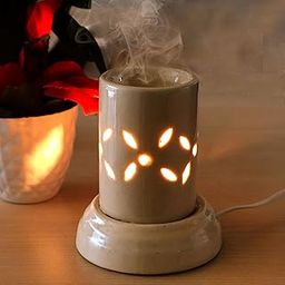 Pure Source India Ceramic Oil Diffuser Electric Small (4.5 inch, Ivory White)-20