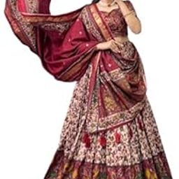 Women's Trending Desiggner Tussar Silk With Foil Print and bandhani Print Lehenga Choli-56