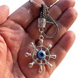BLUE BEADS Fengshui Evil Eye Keychain and Wheel Design - Good Luck Charms for Keys and Bags - Anti-Rust Key Holder - Ideal for Bike/Car Key Rings - Pack of 1-image-40