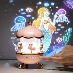 IMNISHNAY Rotating Cabin Projector Lamp Star Projector Night Light for Kids Baby Sound Machine Night Light for Room Decor Kids Night Lights for Bedroom (Bunny Projector)-6
