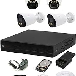 CP Plus H.265, 2.4 MP Guard+ Colorful View in Dark 4 Camera Combo Kit with (4Ch DVR, 2 Dome 2 Bullet Cameras, 1TB HDD, Power Supply, 90Mtr Cable, Audio Mic & Connectors) CCTV Security Camera Set-23