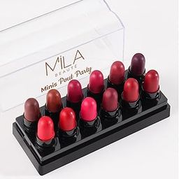 Mila Beauté 12 Creamy Matte Mini Lipstick Kit | Lip Hydrating & Light-weight | Long Lasting Lipsticks for Women | Suitable All Indian Tones | Shade - B 12g-10
