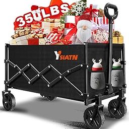350LBS Collapsible Wagon, Heavy Duty 120L Large Capacity, Lightweight Foldable Wagon Cart with All-Terrain Wheels, Folding Utility Wagon for Grocery, Shopping, Sports, Camping, Deep Black-image-27