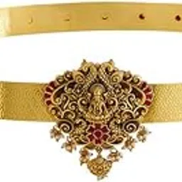 kushal's Ruby Gold Plated Ethnic Antique Belt/Kamarband - 410545-picture-12