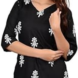 Women's Printed Tunic Top with 3/4 Sleeve V-Neck -23" Inches (Tunic-Top)-image-52