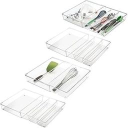 SHIPLORD® Expandable Drawer Organizers: 4-Pack Clear Plastic Adjustable Storage Solution for Customized Closet & Kitchen Organization-image-37