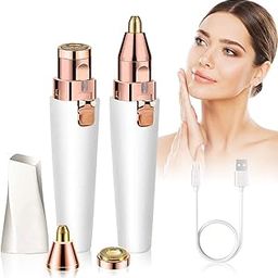 Wovtary Facial Hair Removal For Women Eyebrow Trimmer Epilator 2 In 1 Usb Rechargeable Painless Waterproof Eyebrow Hair Remover Razor Epilator Electric Shaver With Led Light For Eyebrow, Body (White)-image-86