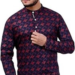 100% Cotton Printed and Solid Mens Kurta, (Purple)-picture-10