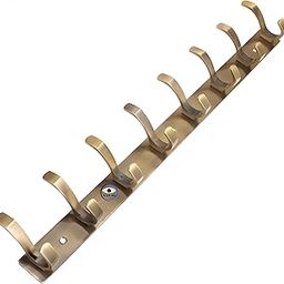 Heavy Duty Goli Stainless Steel Cloth Hanger Suitable for Bathroom Bedroom Kitchen Wall Hook Rail Hanging Scarf,Coat,Keys Tie Clothes Towel Door Robe Hanging (8 Pin Brass Antique, Pack OF 1)-image-85