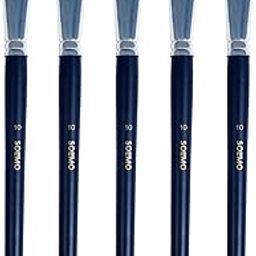 Amazon Brand - Solimo Size 10 Flat Synthetic Paintbrush Value Pack (5pc) for Watercolor & Acrylic Painting - Professional Artist Quality-image-2