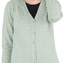 Womens Pure Wool Red Solid V Neck Cardigan | 1220710VN-2369-14