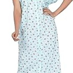 Women's All Over Printed Open Front Pure Cotton Blend Nighty/Maxi/Nightgown/Nightwear WSR-90-image-74