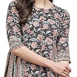 Women's Floral Printed Cotton Peplum Top-image-83
