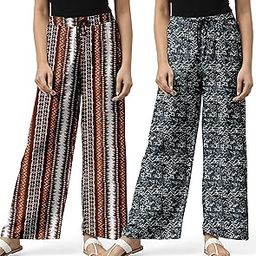 Relax Fit Payjama with Floral Prints, Breathable Cotton Fabric with Drawstring Waistband Closure, for Women|Printed Payjama|Pack of 2-image-63