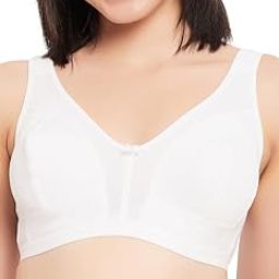 Women's Cotton Spandex Solid Non-Padded Full Cup Wire Free Full Figure Bra - White-23