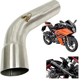 Dhe Best Bike Premium Exhaust Middle Muffler Bend Pipe Stainless Steel Suitable for KTM RC 125 BS6-image-33
