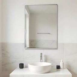 Amazon Basics Frameless Rectangular Wall Mirror, 18 x 24 Inch, Beveled Edge Glass, Unframed Decorative Mirror for Bathroom, Bedroom, Living Room, Entryway & Dressing Area-1