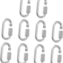 GARVALON 10pcs Heavy Duty Stainless Steel Chain Quick Links Carabiner Clips for Ropes Hammocks and Outdoor Use Easy to Install Secure Portable-image-87