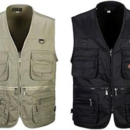 bnf® 2 Pcs Men's Multi Pocket Waistcoat Fishing Outdoor Travel Photography Vest|Sporting Goods | Fishing | Clothing, Shoes & Accessories | Vests-image-1