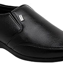 Faux Leather Black Formal Slip On Shoes for Men | Classic Design || Comfortable Walking | Breathable | Slip Resistant |-image-20