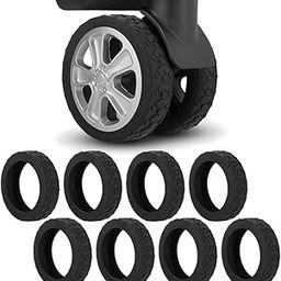 8Pcs Luggage Wheel Silicone Protector Cover - Silicone Suitcase Wheel Protector Covers, Silent Shock-Proof Carry on Luggage Wheels Cover for Wheel-on Luggage (Black)-35